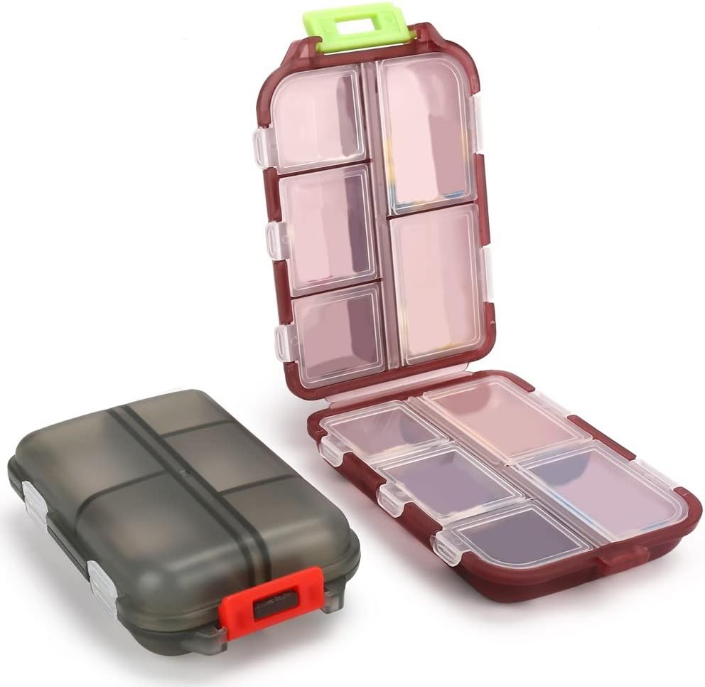 2PCS Travel Pill Organizer Box, Portable Pill Case, Pill Box Dispenser, con 10 scomparti per diverse medicine