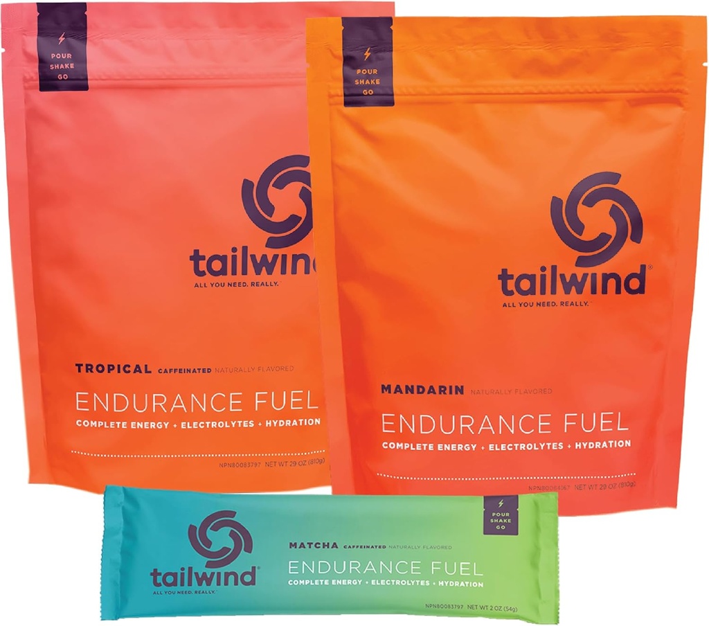 Tailwind Nutrition Grab-and-Go Endurance Fuel Hydration Packets Bundle with Endurance Fuel Powder and Caffeinated Endurance Powder Fuel