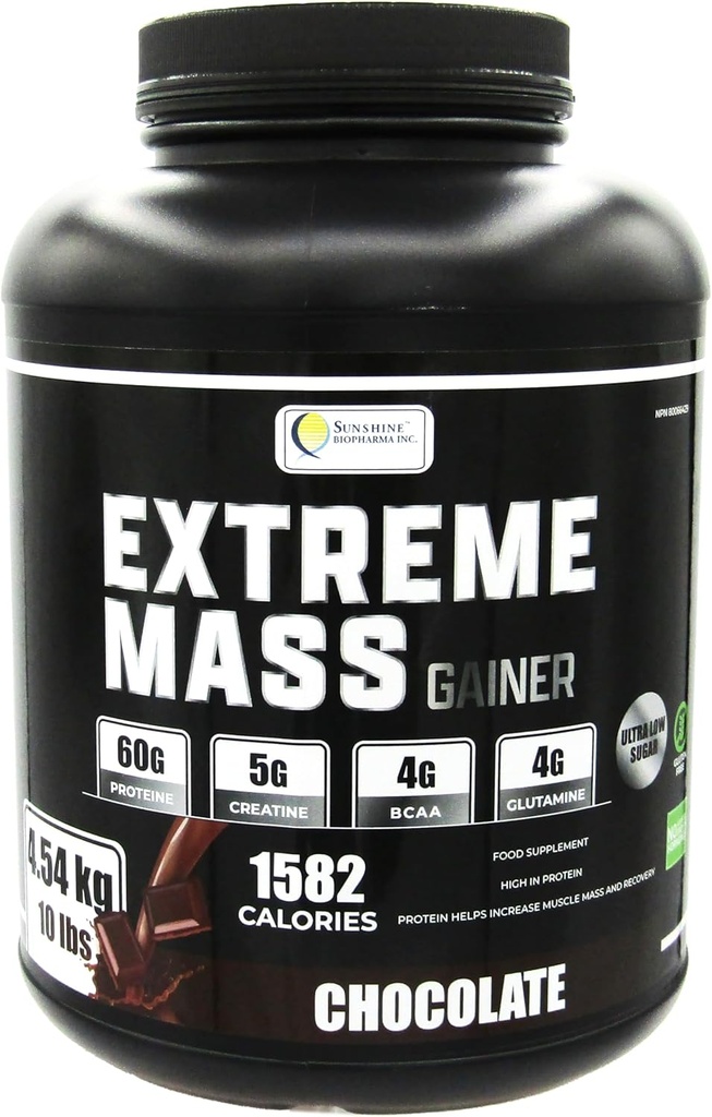 Extreme Maß Gewicht Gainer Muscle Builder, 10 lb (4.54 kg) mit weniger Zucker für intensives Training Hergestellt aus hochkalorie Fortified whey Protein (Chocolate)
