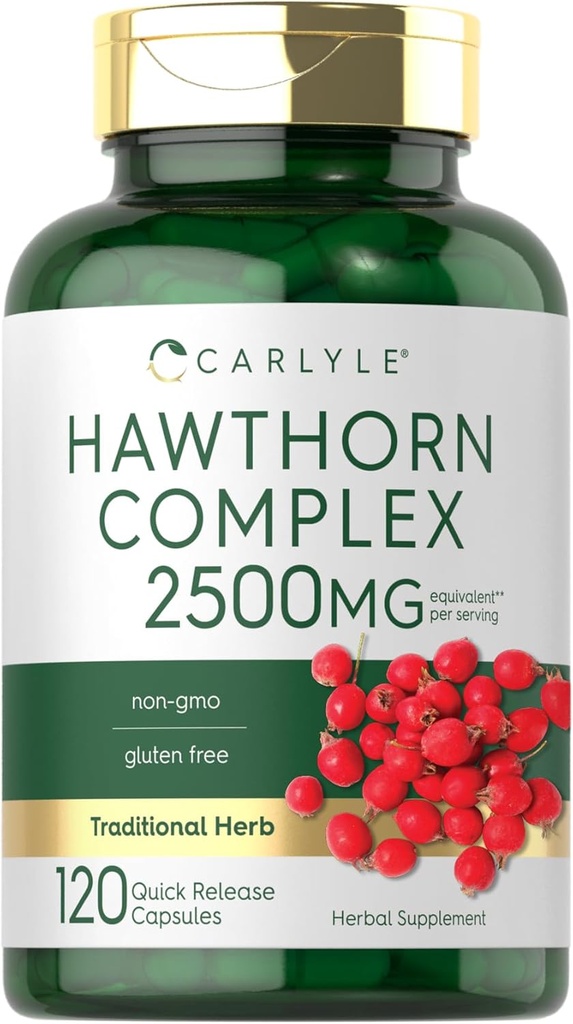 Carlyle Hawthorn Berry Complex 2500mg Capsules | 120 Count | Extract Powder | for Men and Women | Non-GMO & Gluten Free Supplement