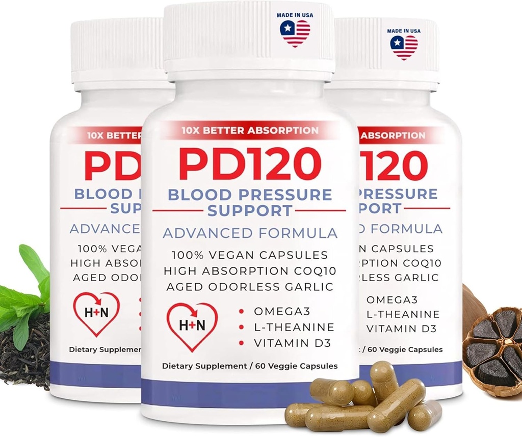 Supplément de pression artérielle pour aider à réduire la pression artérielle élevée naturellement, CoQ10, Oxyde nitrique, Aile noire sans or, Omega 3, L-Theanine, Vitamine D3 pour le soutien de la pression artérielle