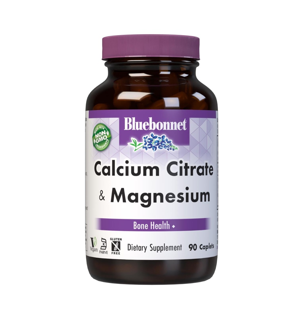 BlueBonnet Citrate de calcium Plus Caplets de magnésium, 90 Nombre