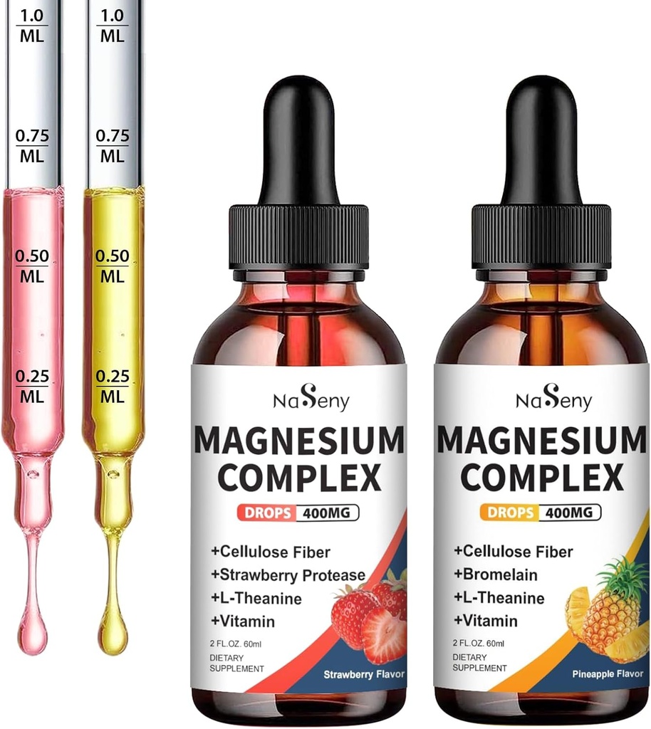 Flüssiges Magnesium-Glycinat,Magnesiumtropfen für Kinder 400mg flüssiges Magnesium-Komplex hohe Absorption Knochen Gesundheit,Relaxation (2PCS)