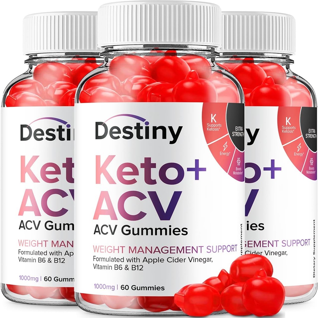 (3 Pack) Destiny Keto ACV Gummies - Formule avancée Destiny Keto Plus ACV Gummies vinaigre de cidre de pomme, Gestion du poids, Destiny ACV Dietary Supplément Hommes Femmes (180 Gummies)