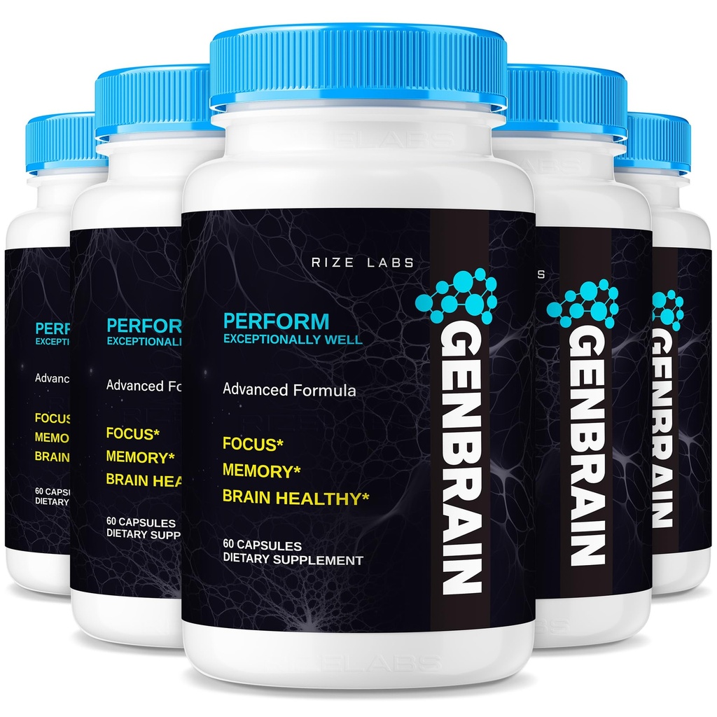 Rize labs GenBrain Memory Supplement, Capsule di supporto per il cervello ad alta resistenza, Advanced Memory Complex, Pure All-Natural Pills - Confezione da 5 (300 capsule)