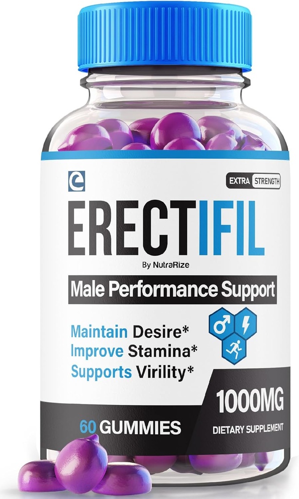 Erectifil Gummies, Erectifil 1000 MG Gummies, All-Natural Formula Support for Men, Premium Male Supplemento per la salute generale e Peak Performance, Erec tifil Gomitas Recensioni (60 Gummies)