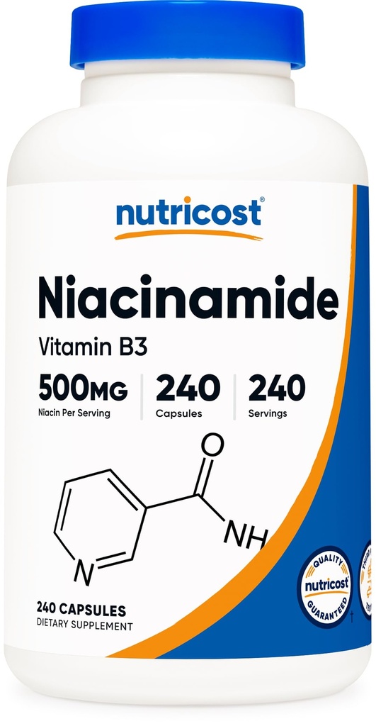 Nutricost Niacinamide (Vitamina B3) 500mg, 240 Capsule - Non OGM, Gluten Free, Flush Free Vitamin B3