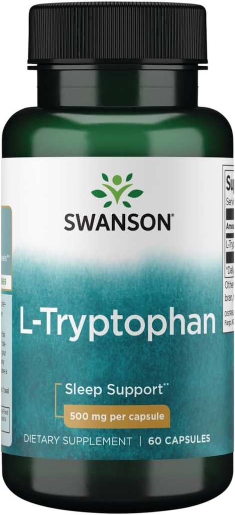 Swanson L-Tryptophan - Supplemento di amminoacidi - Riposo e Rilassamento - (60 capsule, 500mg ciascuno)