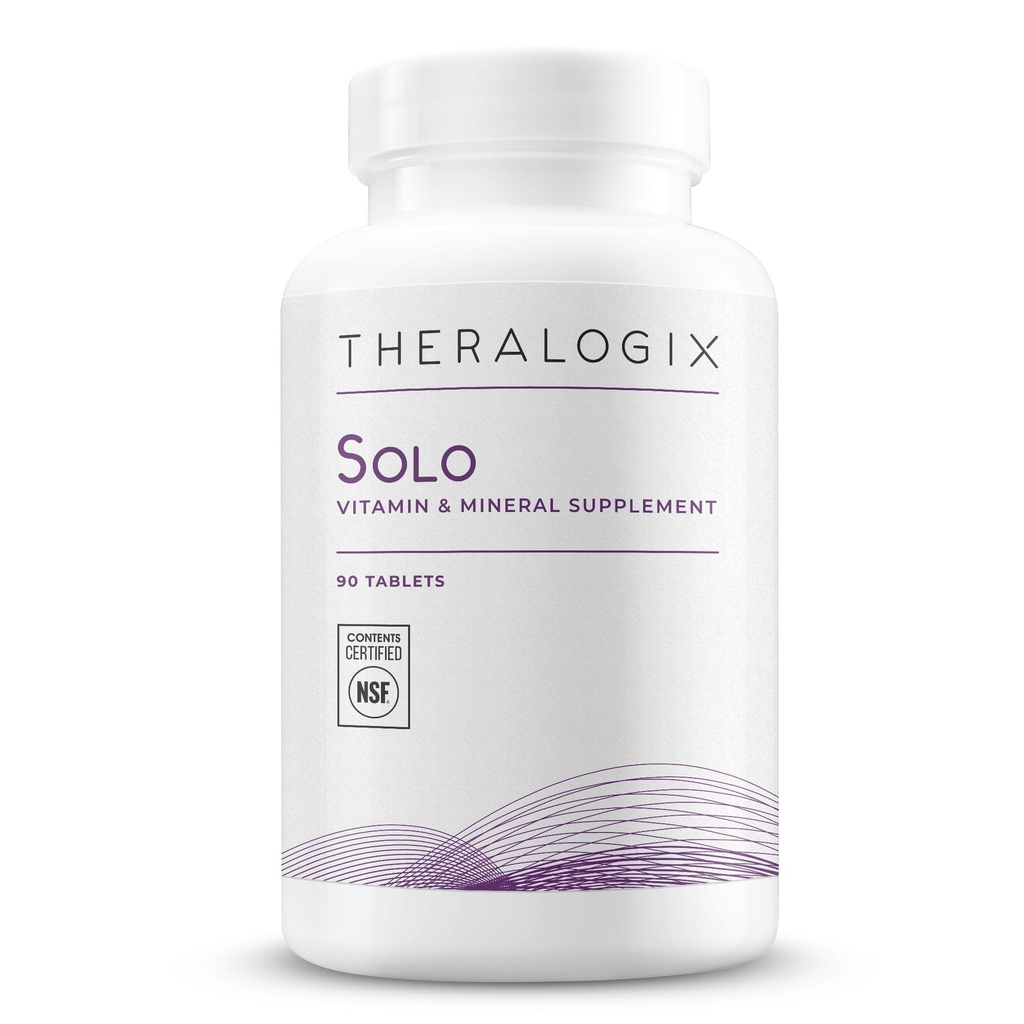 Theralogix Solo Multivitamin & Multimineral Supplement ohne Eisen - 90-Day Supply - Iron-Free Multivitamin - Unterstützung für Frauen und Männer - Vitamin D3, Vitamin C & B Vitamine - NSF zertifiziert - 90 Tabletten