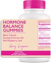 Ormone Equilibrio Gummie per le donne - Ormone Harmony per Mood, Energia, Bloating - PMS ormonali, Perimenopause & Menopause Supporto - Rosso Raspberry Leaf & Nero Cohosh - 60 Integratori Del Gomma