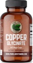 Vitamines de laboratoire pur Supplément minéral de glycine de cuivre -1 mg - 60 capsules véganes essentielles pour la production de collagène, soutient le système immunitaire et la formation de globules rouges - sans gluten Fabriqué au Canada