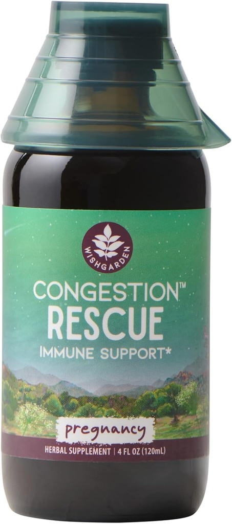 WishGarden Kräuter Congestion Rescue Immununterstützung für Schwangerschaft - Beruhigt Sore Throats, Upper Respiratory Tract und Sinuses, Unterstützt eine gesunde Fever Response, Safe für Schwangerschaft & Postpartum, 4oz