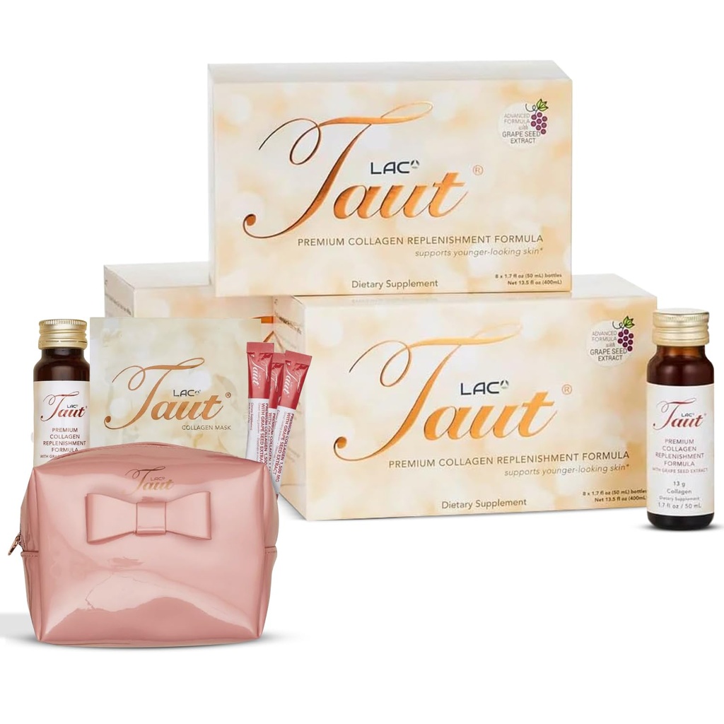 TAUT Premium Collagen Drink – Collagène liquide pour femmes 13 000mg Peptides marins + 7 actifs – Elixir anti-âge liquide pour la peau, les cheveux, les articulations – Formulé précisément, fait au Japon, Arôme orange