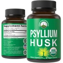 USDA Organic Psyllium Husk Vegan Kapseln mit Bio Psyllium Husk Seed. Faserergänzung für Gut. Verdauungspräbiotika. Pillen für Verdauung, Roughage ohne Bloating. Tabletten
