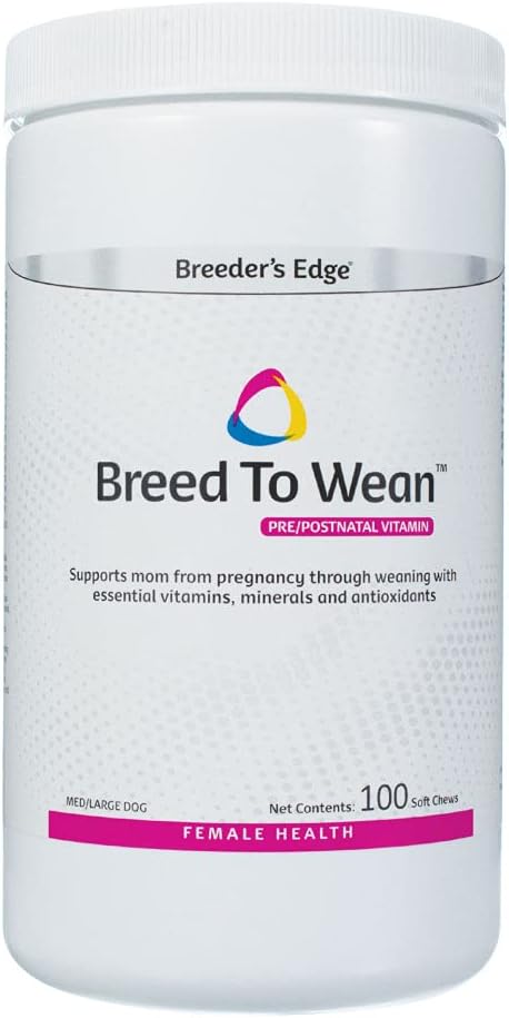 Breeder's Edge gezüchtet zu Wean, Prenatal und Postnatal Multivitamin für Hunde und Katzen, unterstützt schwangere und pflegende Mütter, liefert Antioxidantien, Vitamine und Mineralstoffe, 100 ct für mittlere und große Hunde