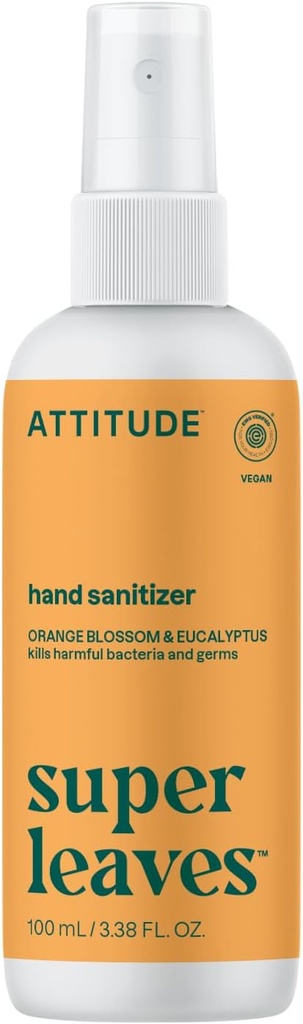 ATTITUDE Handzerstäuber Spray für Erwachsene und Kinder, Expertengruppe Verified, Kills Bacteria and Germs, Vegan, Orange Blossom & Eucalyptus, 3.38 Fl Oz (Spray Bottle)