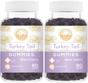 Tail Mushroom Gummies - May Support Immune Health and Gut Microbiome - Black Cherry Flavor - Vegan, Non OGM, Gluten-Free, Gelatin Free - 120 Count