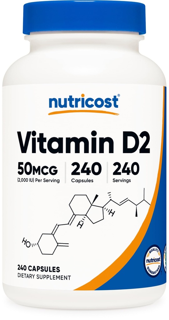 Nutricost Vitamina D2 Supplemento (2000 IU) 240 Capsule - Vegan, Non OGM, Senza Glutine, Terzi Testati