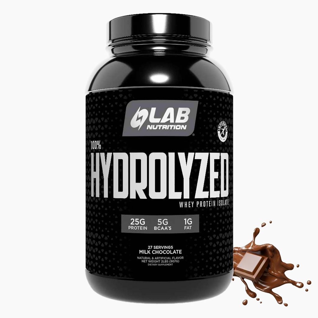 100% idrolizzato Whey Protein Isolate (2 Pounds, Cioccolato Flavor) 25gr di proteine, costruire il muscolo, magra crescita del muscolo, facile digestione, senza glutine, senza lattosio, assorbimento veloce.