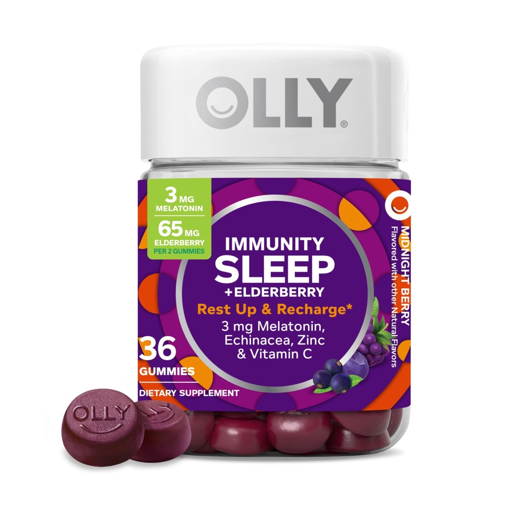Gomma della melatonina dell'immunità di sonno, vitamina C, zinco, echinacea, melatonina 3mg, supporto immunitario e sonno, bacche - 36