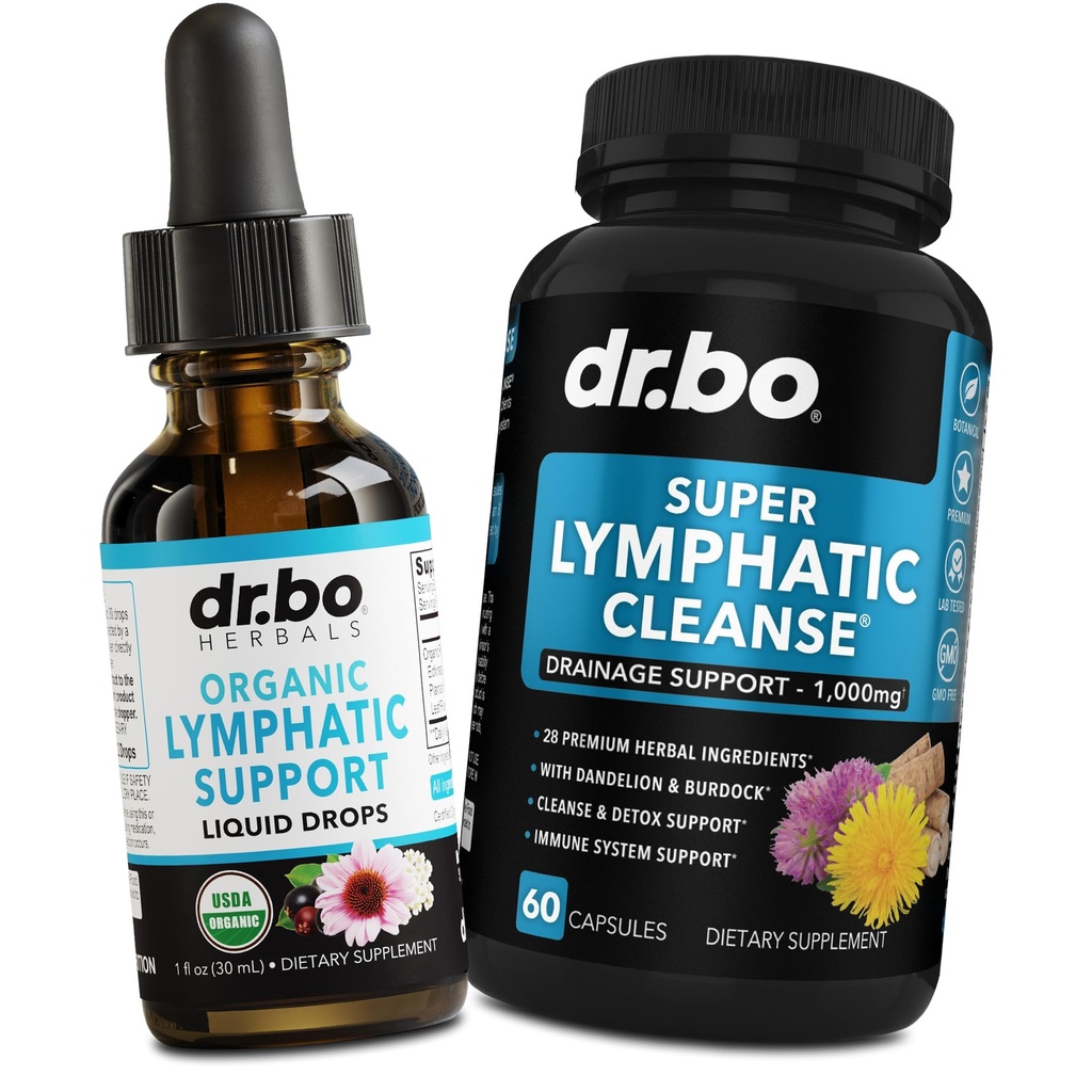 Lymphatic Drainage Supplements Tropfen & Pillen - Organische Lymphatic Support Flüssigkeitstropfen reinigen Kapseln mit Echinacea, Ginger, Dandelion, Rot Root Supplement Lymphe Node Detox Cleanse System Drainage