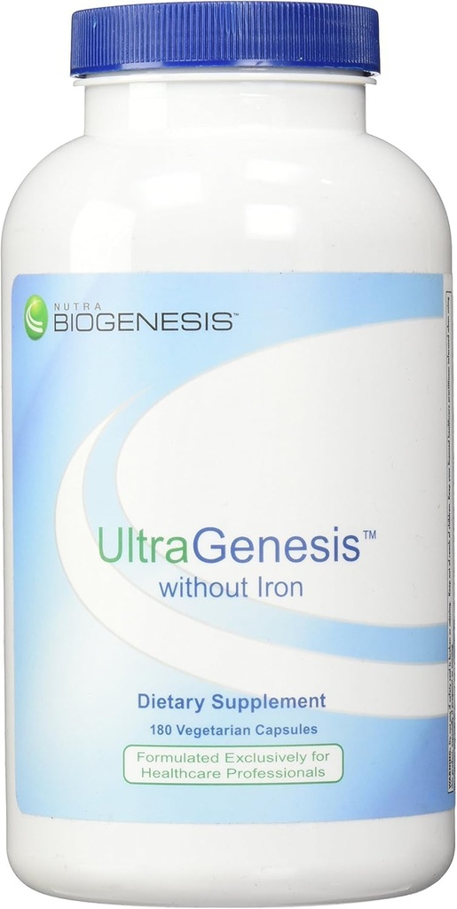 Nutra BioGenesis UltraGenesis - Multivitamin ohne Eisen für Damen und Herren, Immununterstützung für 50+ mit Vitamin A, C, D, E und Minerals Calcium, Zink + Mehr, Pflanzenbasis - 180 Vegan Kapseln