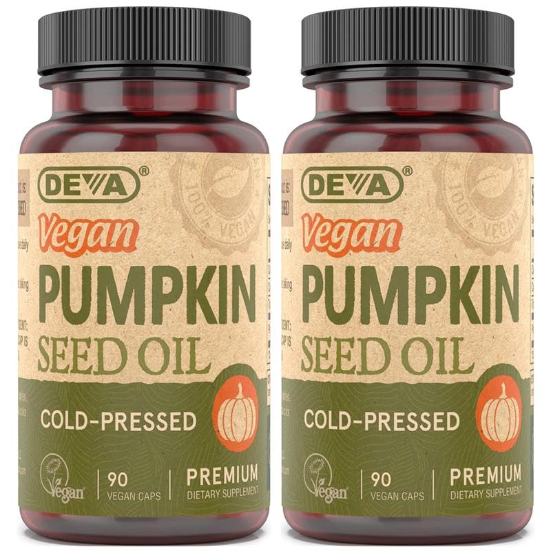 DEVA Nutrition Vegan Kürbis Seed Oil 500 mg, Kalt-Pressed & Unrefined - 90 Kapseln