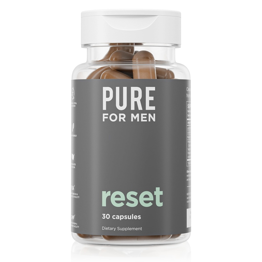Rein für Männer Detox-Ergänzung, Zurücksetzen | Fördert Verdauung & Gut Gesundheit, Hilft Entfernen Toxine & unterstützt Immunsystem, Colon Cleanse | 30 Kapseln