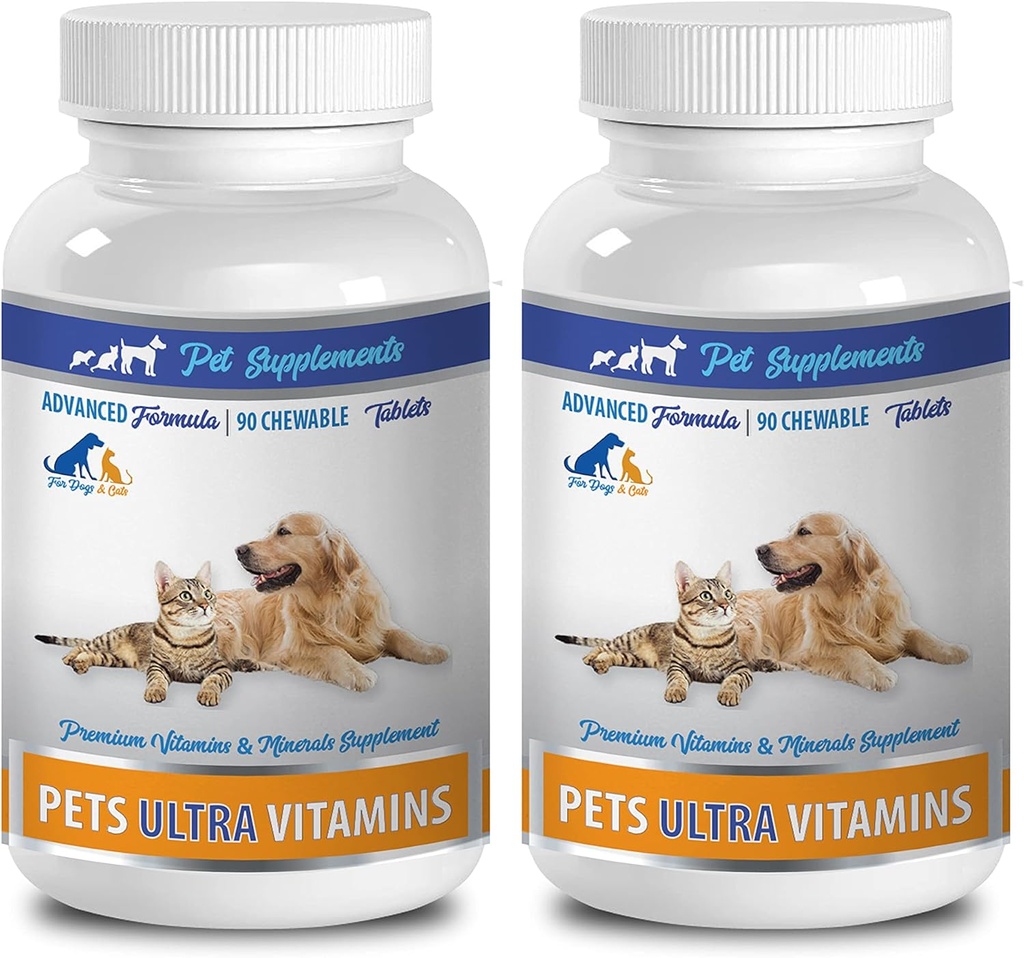 Vitamine für Hunde Gelenke - Haustiere Ultra Vitamine - für Hunde und Katzen - Immune Gesundheit - Haar- und Mantel Vorteile - Hunde Kalzium Ergänzungen - 180 Treats (2 Flaschen)