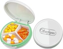 Serfeymi Petite Pill Box - 3 Compartiments Portable Pill Box pour la poche de Purse, Compact Mini Travel Pill Case - Convient pour la médecine, vitamine, huile de poisson, suppléments - Blanc(Logo)