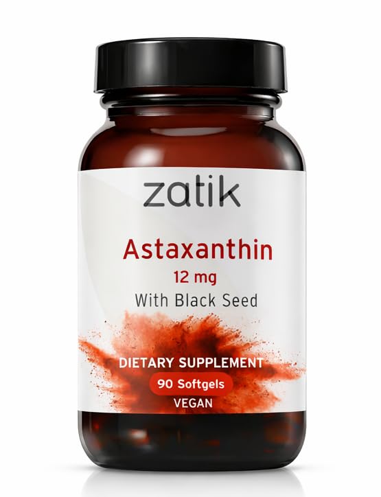Zatik Naturals - Astaxanthin 12mg mit Bio Black Seed, Antioxidant, 90 Vegan Softgels