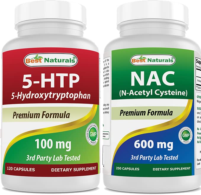 Best Naturals 5-HTP (5-Hydroxytryptophan) 100 mg & NAC - N Acetyl Cystein 600 mg