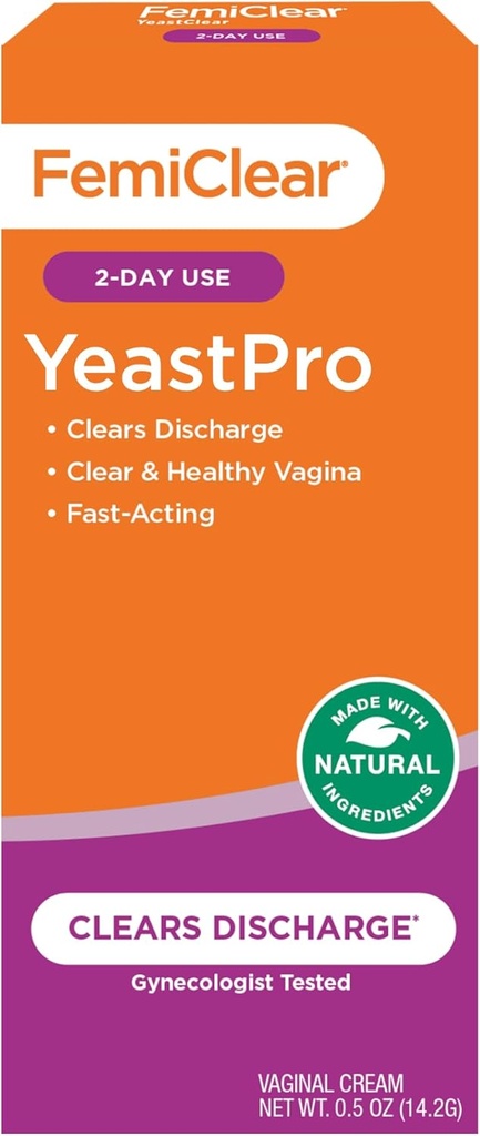 Crème FemiClear YeastPro, Effacer la décharge, Fast-Acting, Fait avec des ingrédients naturels, Gynécologue testé, 0.5oz crème