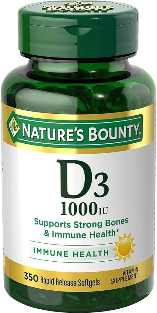 Bounty Bounty della natura D-1000 IU Supplemento alimentare Rapido rilascio liquido Softgels 350 ea (Pack of 2)
