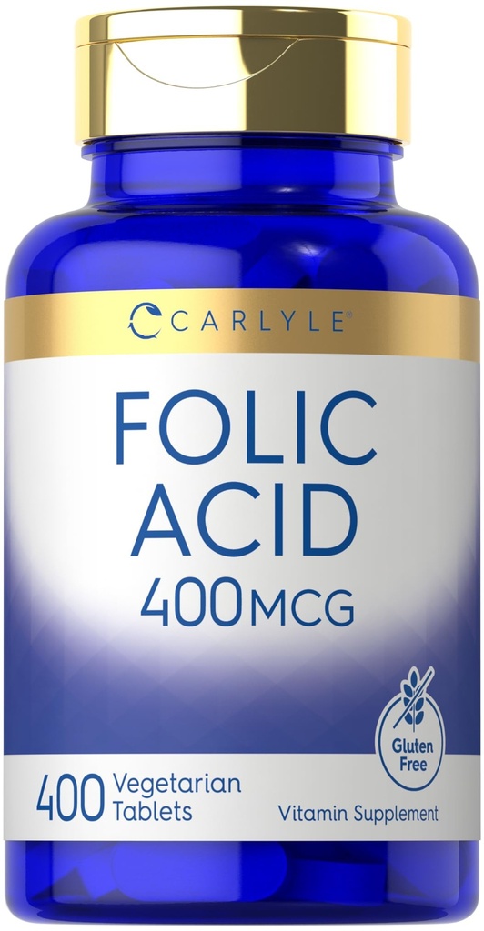 Carlyle Folic Acid 400 mcg | 400 compresse | Vegetariano, Non OGM, Gluten Free Supplement