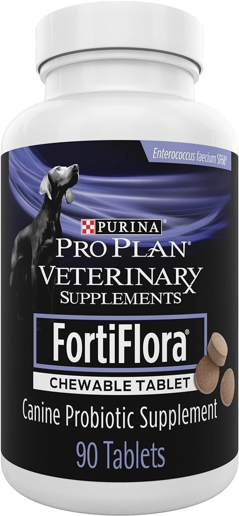 Purina Pro Piano Veterinaria Integratori FortiFlora Chewable Dog Probiotic Supplemento Tablets 90 ct. Canister