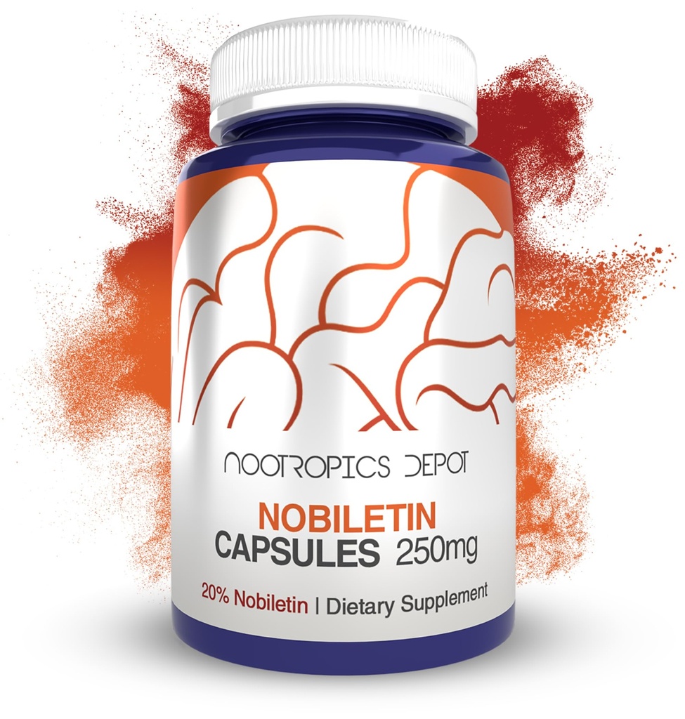 Nootropics Depot Nobiletin Kapseln | 250mg | 30 Count | 20% Extrakt | Citrus aurantium | Kann helfen Suppot kognitiv & Metabolic Funktion | Kann helfen, Herz-Kreislauf-Funktion zu fördern