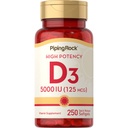 Piping Rock Vitamin D3 5000 IU | 250 Softgels | Supplemento ad alta potenza | Non OGM, Gluten Free