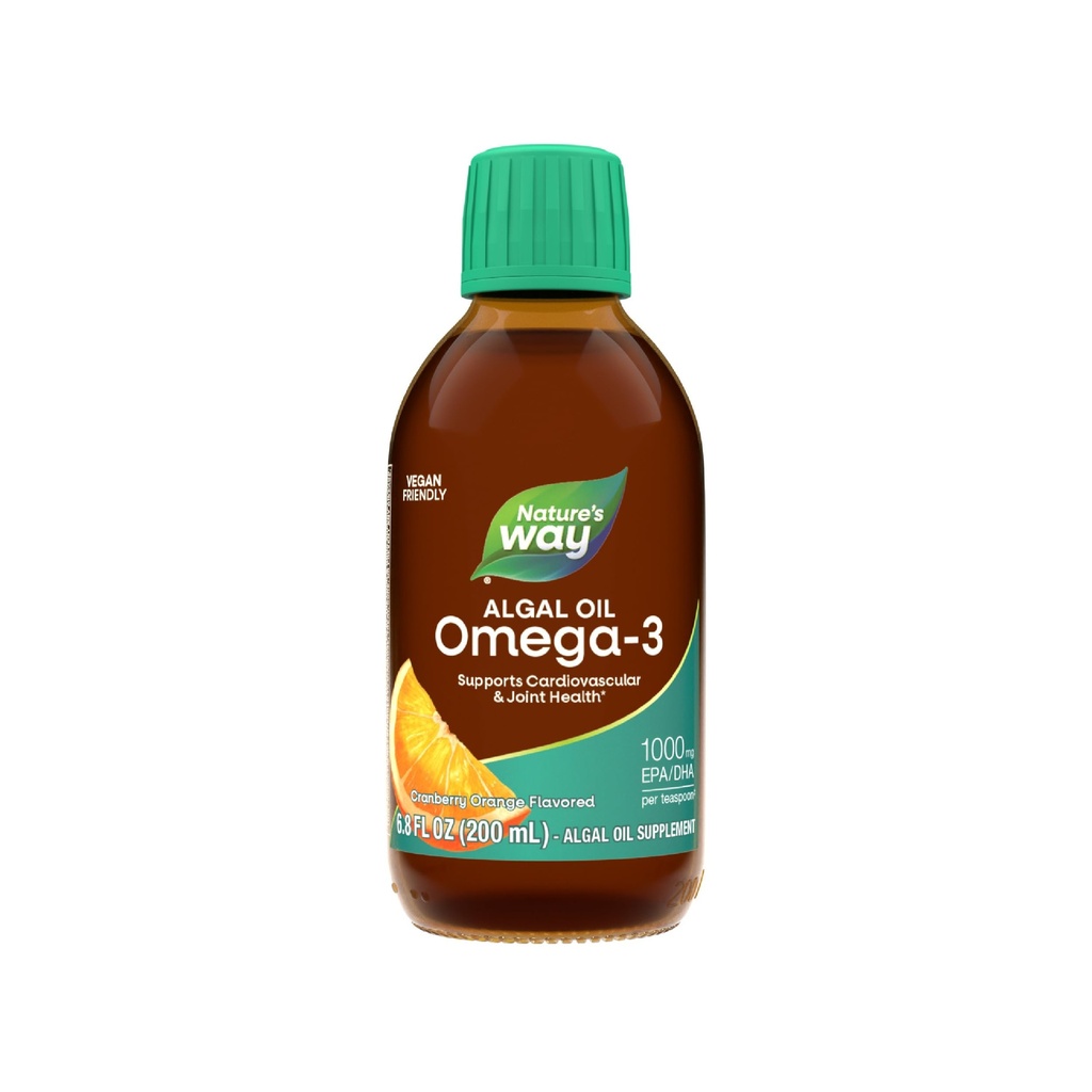 Nature's Way NutraVege Plant Based Omega-3 Extra Strength**, Eye, Heart, and Brain Health*, Cranberry-Orange Flavored Liquid, 6.8 Unze