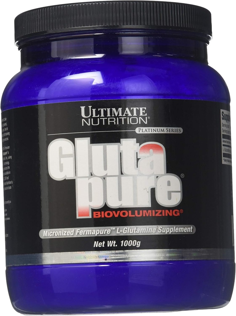 Ultimate Nutrition Gluta Pure Biovolunizing Micronized Fermapure L-Glutamina, Regolazione della salute intestinale, Recupero del muscolo, Integratore di supporto immunitario 1000G