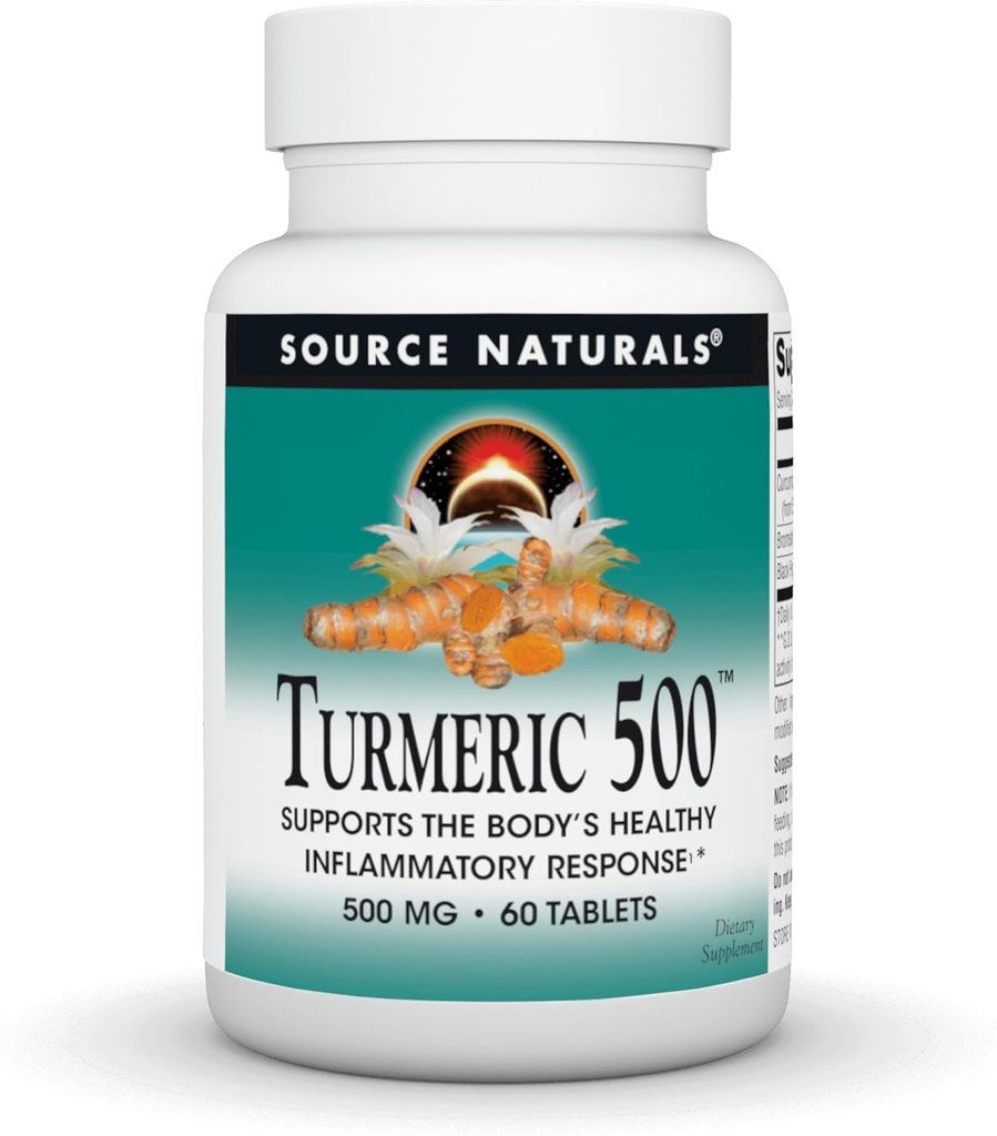 Quelle Naturals Turmeric, unterstützt die gesunde Entzündung des Körpers*, 500 mg - 60 Tabletten
