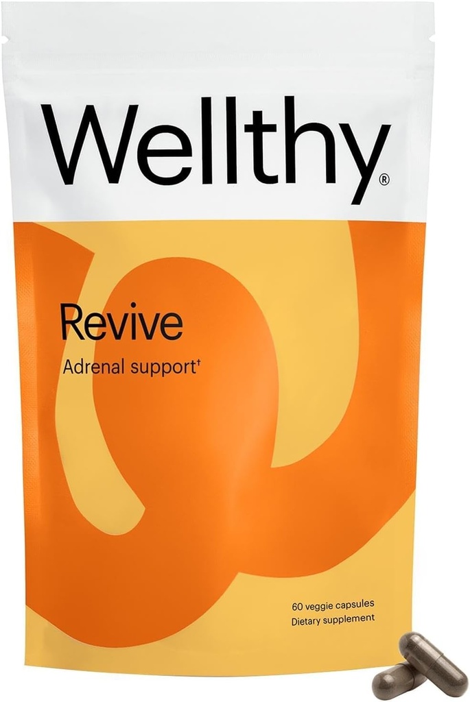 Wellthy Revive Stress Support Capsule - Aumentare l'energia e migliorare il benessere mentale (60 Conte)