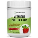 Proteina metabolica C-Plus Whey Protein Powder & Shake Meal Sostituzione con vitamina C, L-Glutamina & Enzimi digestivi, Bassa Carb Protein Drink, Metabolismo di sostegno, Energia & Gut salute 1.1lb Fragola