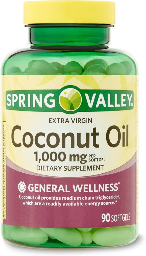 IKJ Olio extra vergine di cocco Integratore alimentare generale Softgels, 1.000 mg, 90 Conte