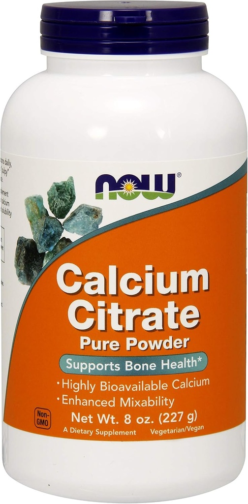 Polvere di citrato di calcio ora alimenti 8 oz polvere