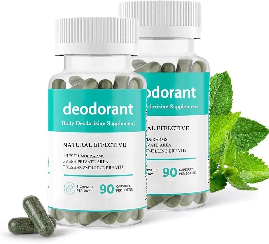 Corpo Deodorante supplemento, Corpo Deodorante supplemento, Clorofilla Deodorante capsule, 90 capsule (2)