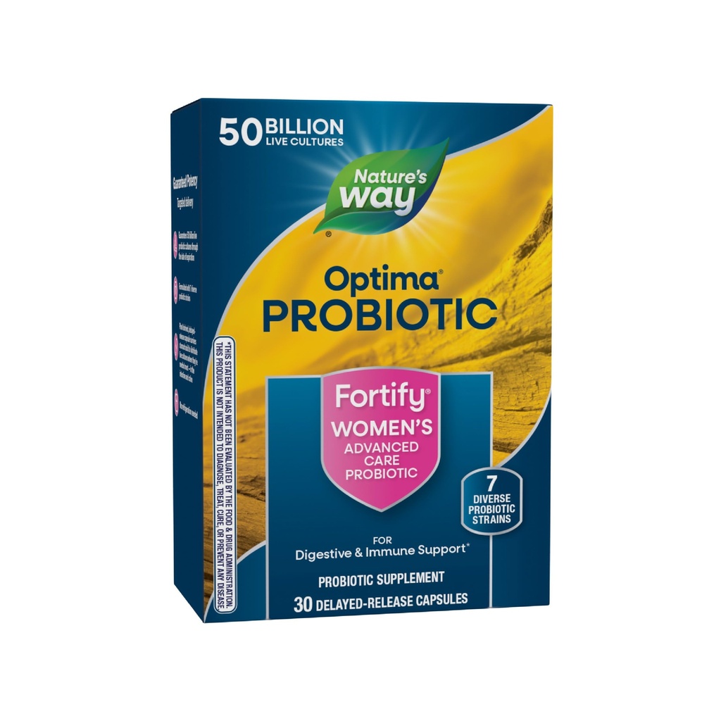Nature's Way Fortify Optima Women's Probiotics, 50 milliards de cultures vivantes, 7 souches, soutient la santé digestive et immunitaire*, 30 capsules (paquetage May Vary)