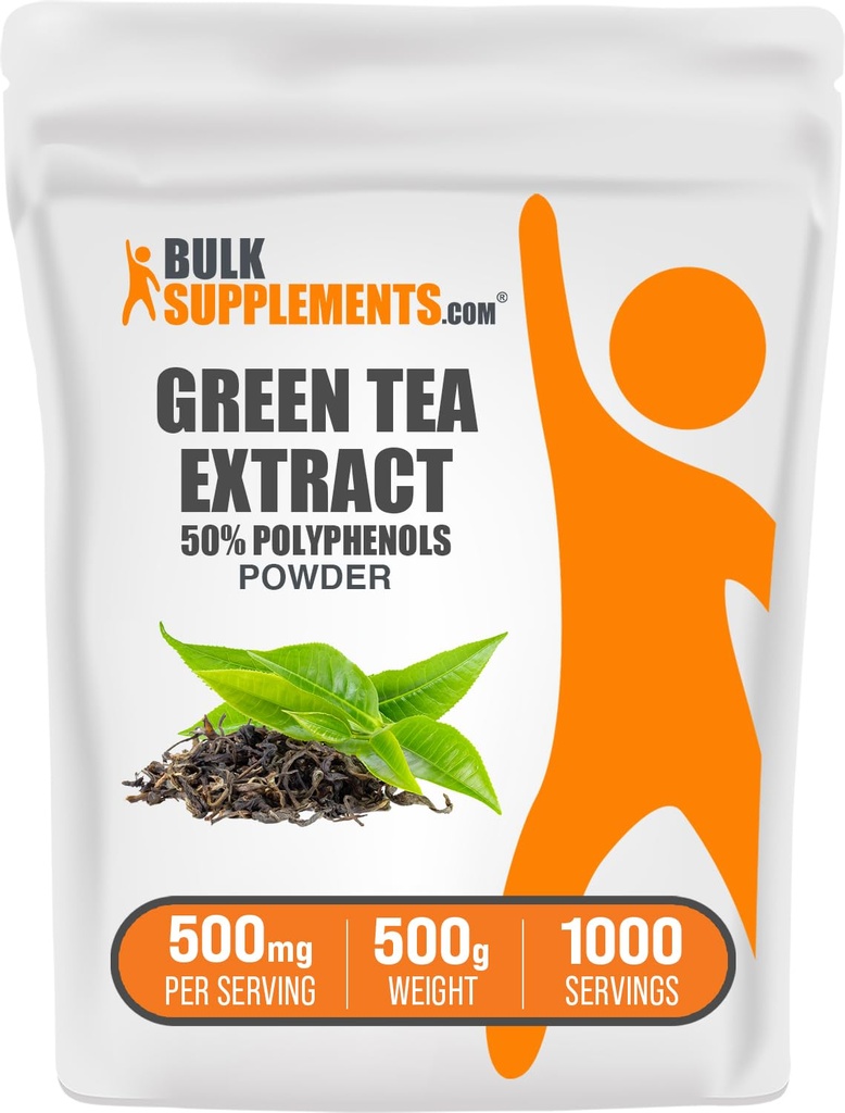 BulkSupplements.comgreen Tee-Extrakt-Pulver - 50% Polyphenole Ergänzung, EGCG Ergänzungen - Glutenfrei, 500mg pro Servierung, 500g (1.1 lbs) (Pack von 1)