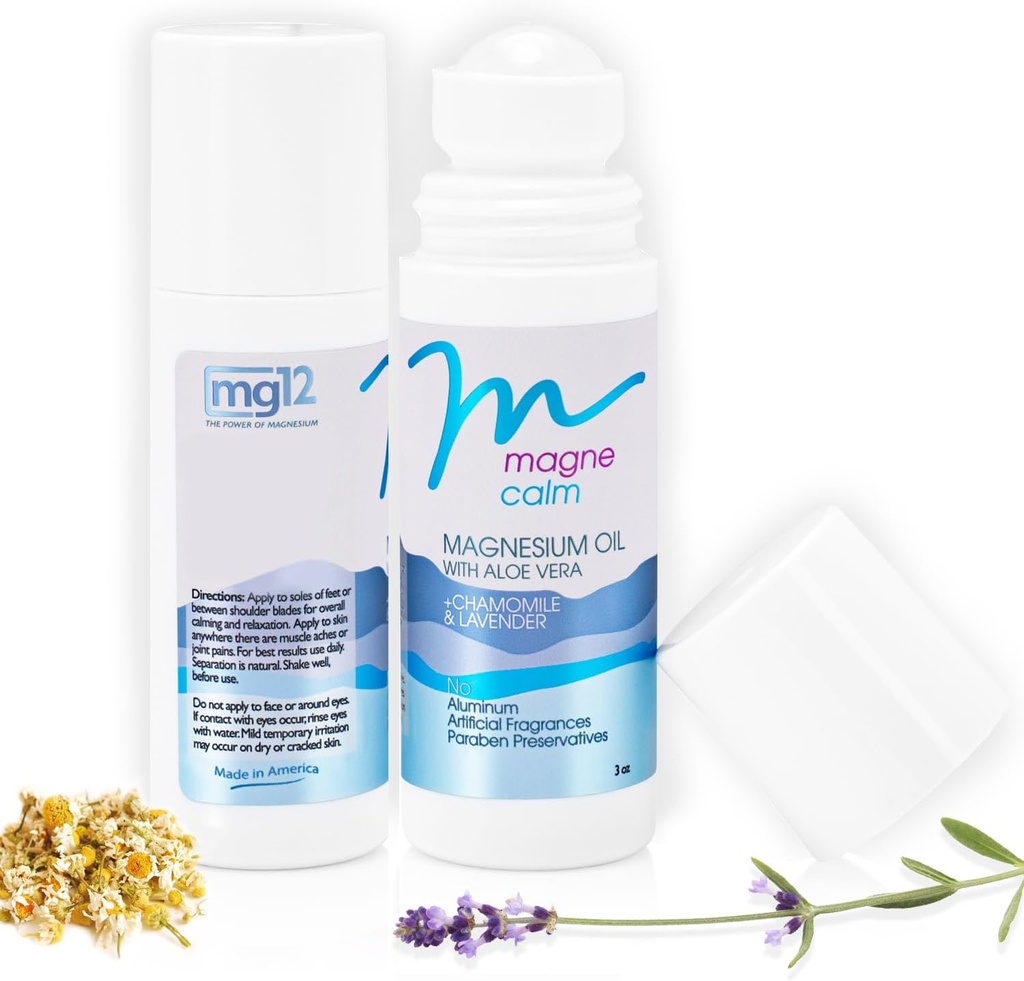 MagneCalm Roll-On avec Lavande & Camomille - Magnésium apaisant, 3 onces