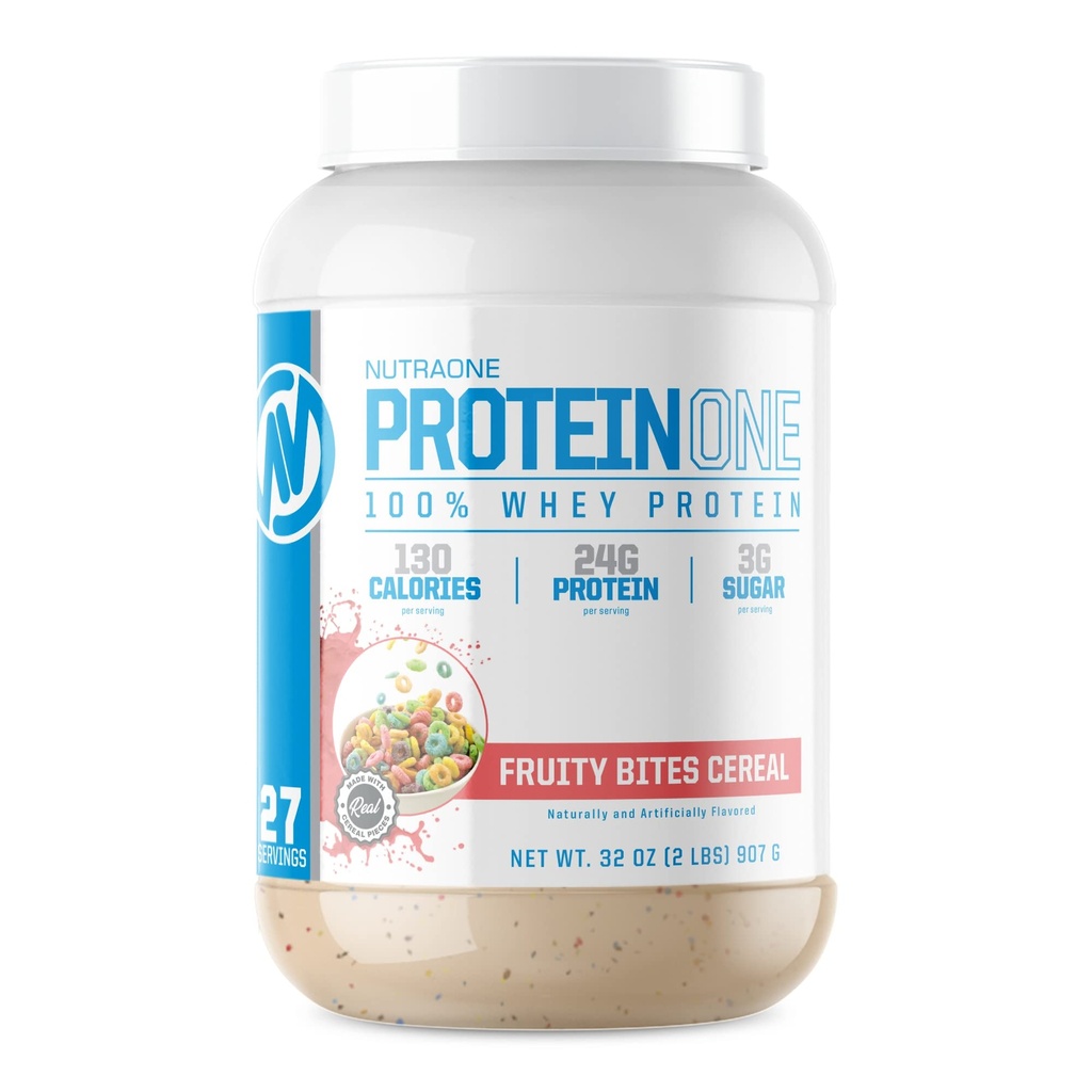 NutraOne ProteinOne Whey Protein Promuovere il recupero e costruire il muscolo con una proteina Shake Polvere per gli uomini e le donne (Fruity Bites Cereal - 2 lbs.)